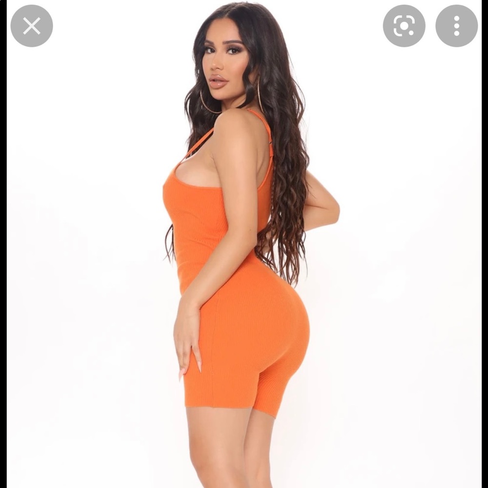 Fashion Nova Ready To Go Knit Romper in Orange